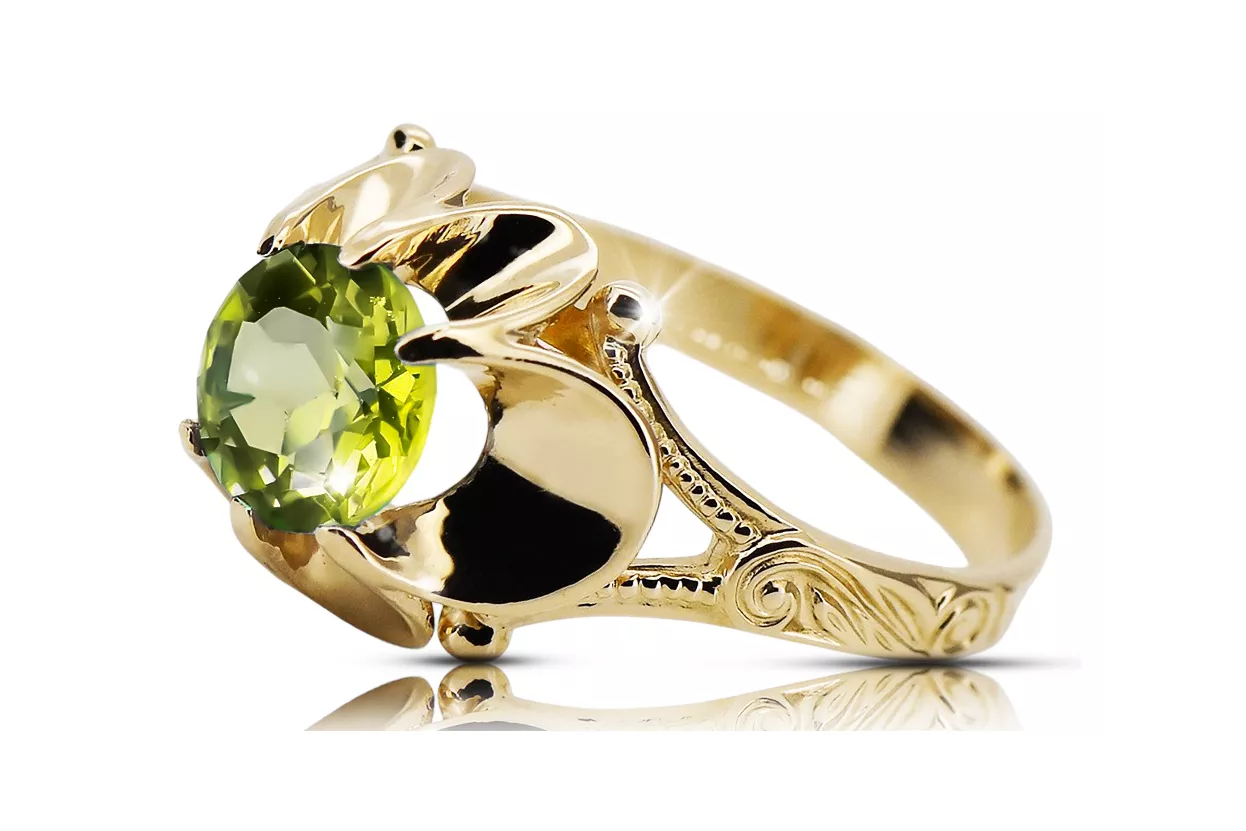 Peridot galben Aur galben 14K Inel Vintage vrc377y
